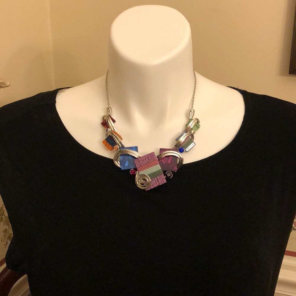 Gorgeous, Unique Silver-Tone Statement Necklace - image 1